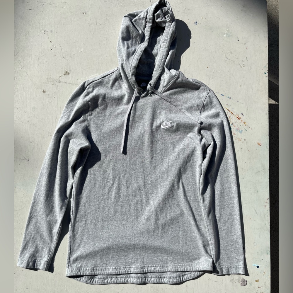 Men's Nike Hoodie Gray Check M Cotton Streetwear Classic Gym Casual Collegiate